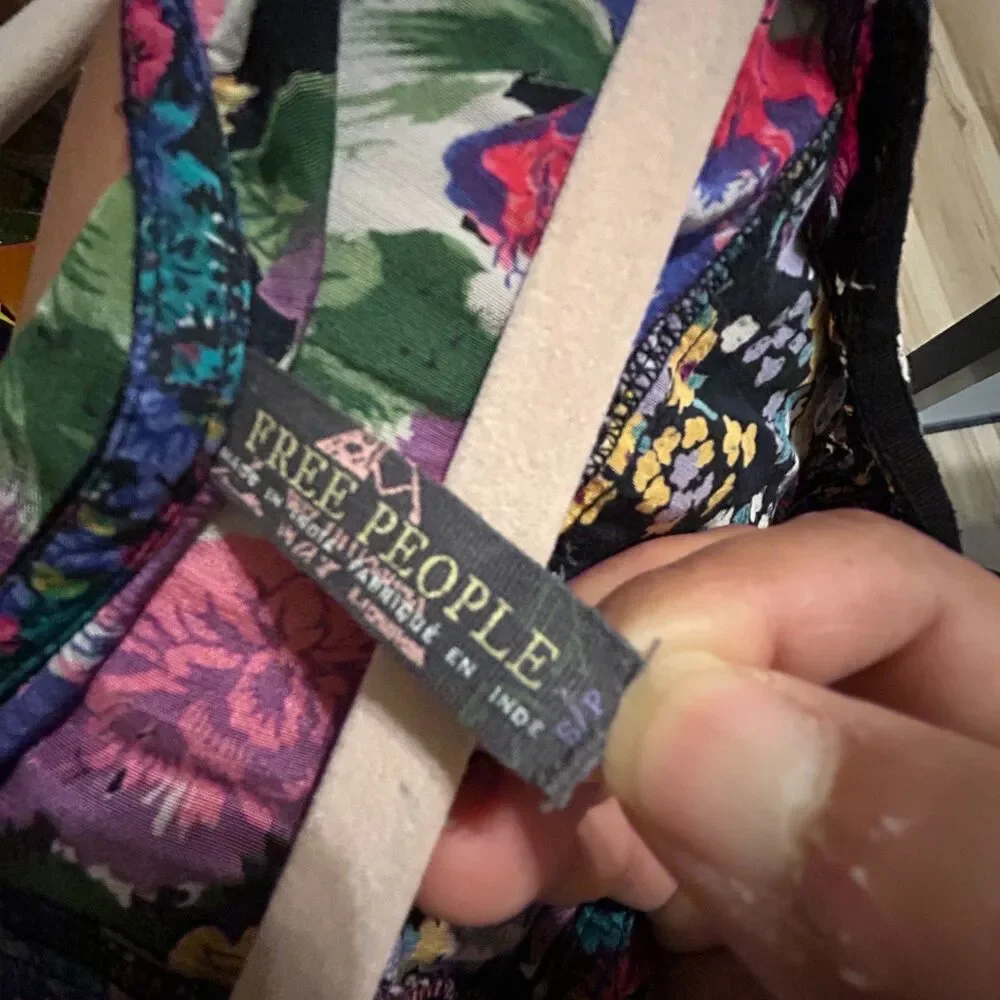 VTG Y2K Free People Floral Patchwork Mini Dress Snap Button Womens Small